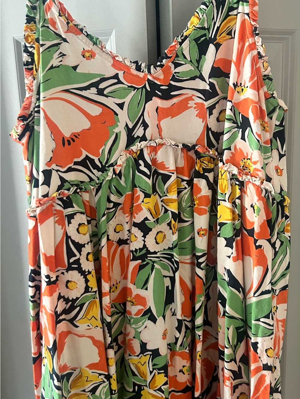 Patrons of Peace Orange, Green & Yellow Floral Dress